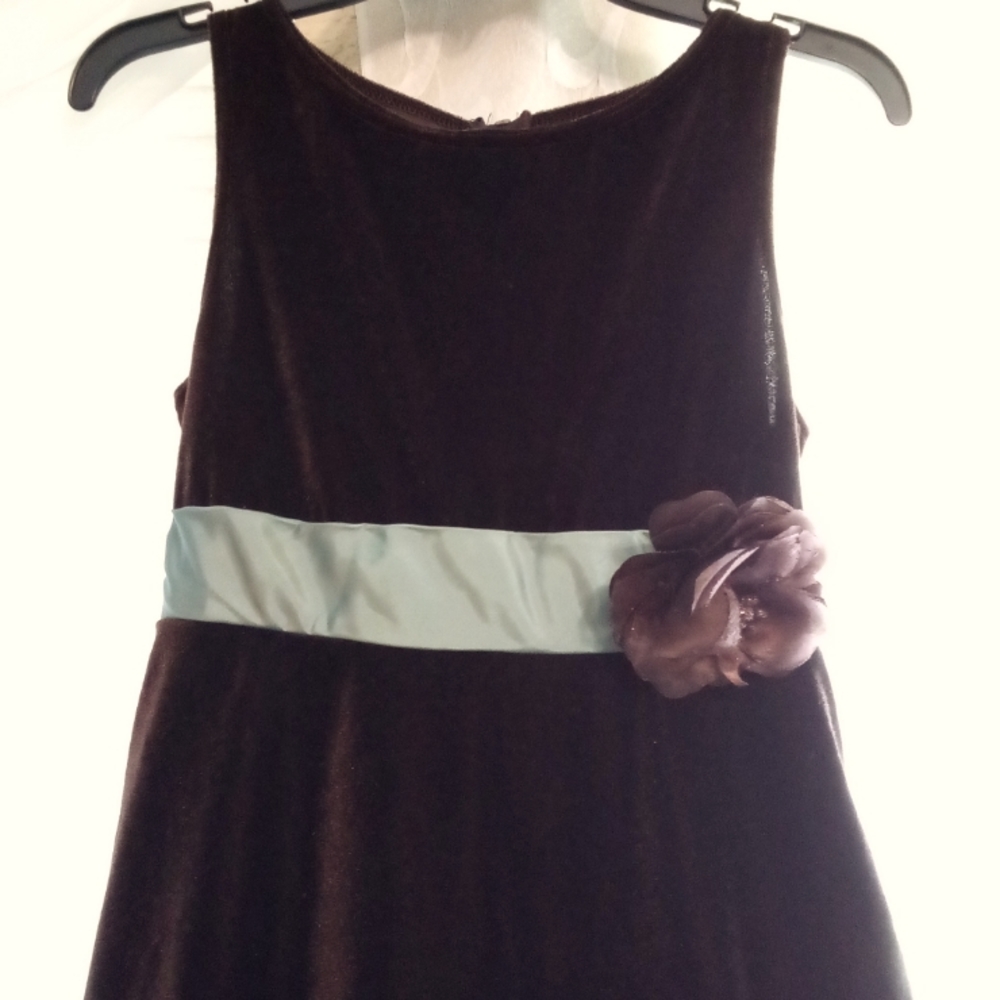Girls Chocolate Velvet Formal Dress